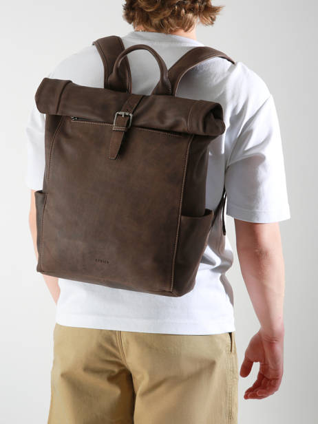 Leather Spider Backpack 2 Compartments Etrier Brown spider ESPI8102 other view 1
